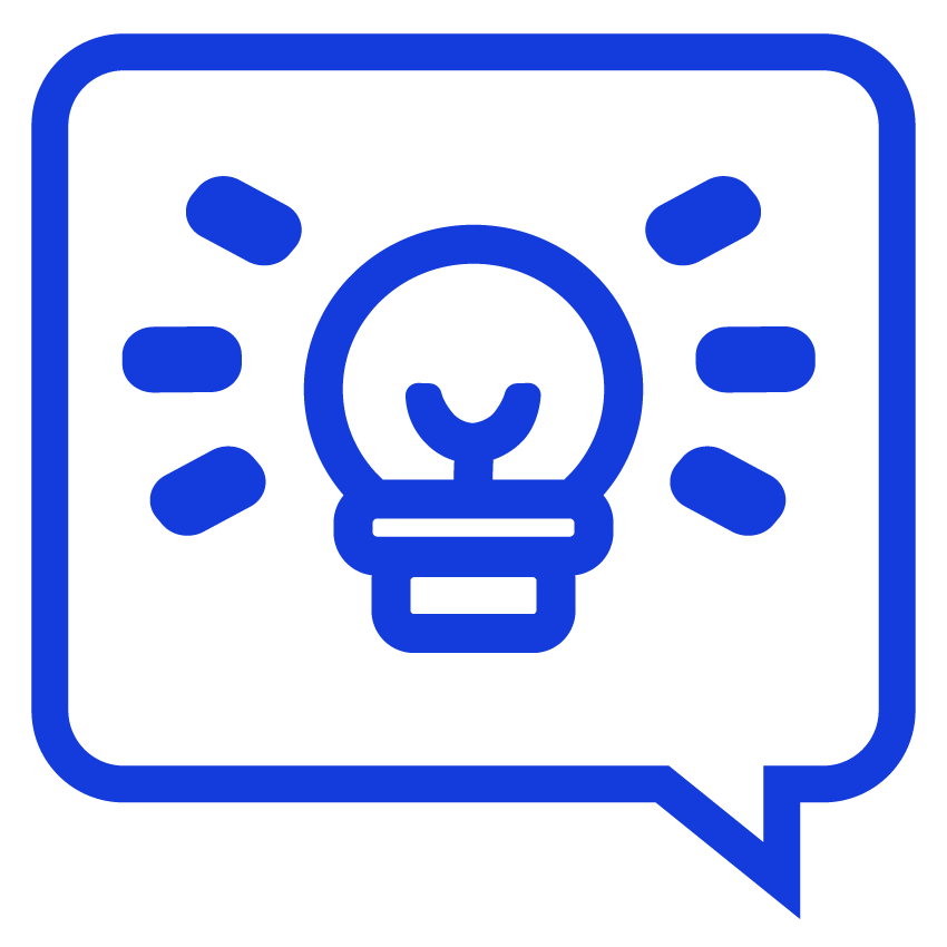 Icon Sprechblase mit Glühbirne