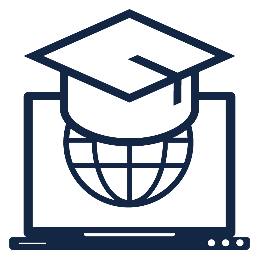 Icon Notebook mit Globus und Unihut
